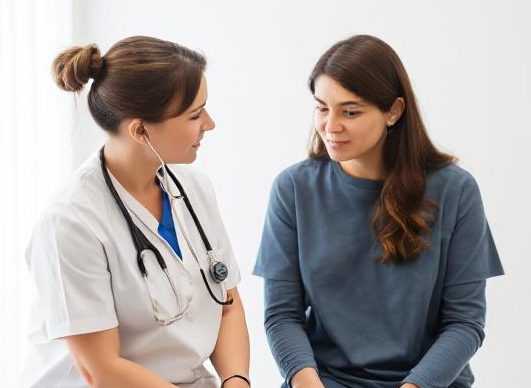 Nurse helping patient